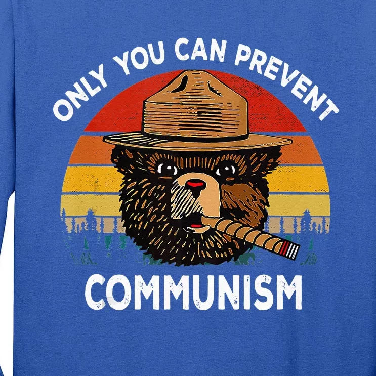 Retro Only You Can Prevent Communism Bear Camping Tall Long Sleeve T-Shirt