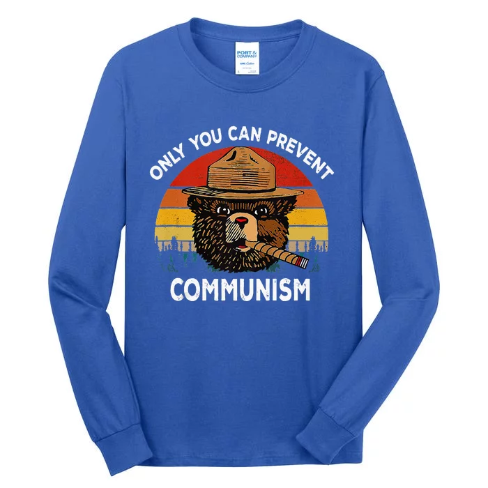 Retro Only You Can Prevent Communism Bear Camping Tall Long Sleeve T-Shirt