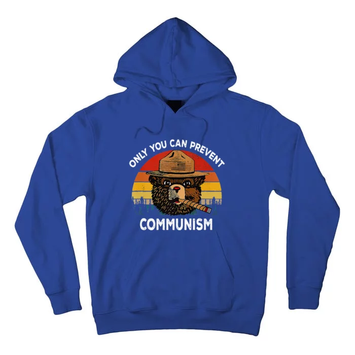 Retro Only You Can Prevent Communism Bear Camping Tall Hoodie