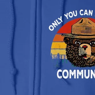 Retro Only You Can Prevent Communism Bear Camping Full Zip Hoodie