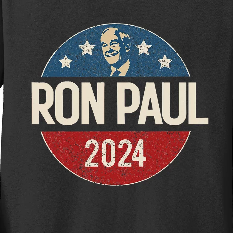 Ron Paul 2024 Libertarian Political Gift Kids Long Sleeve Shirt