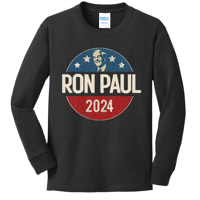 Ron Paul 2024 Libertarian Political Gift Kids Long Sleeve Shirt