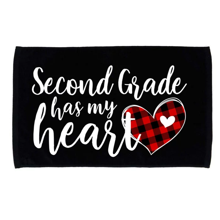 Red Plaid 2nd Second Grade Has My Heart Teacher Valentines Gift Microfiber Hand Towel