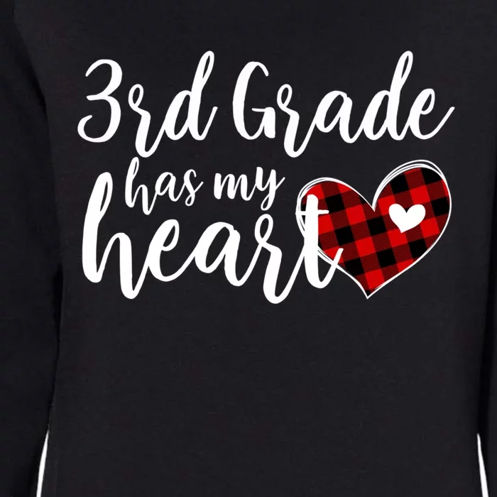 Red Plaid 3rd Third Grade Has My Heart Teacher Valentines Gift Womens California Wash Sweatshirt