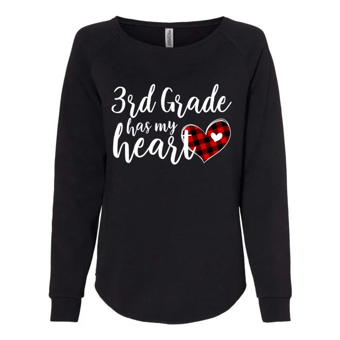 Red Plaid 3rd Third Grade Has My Heart Teacher Valentines Gift Womens California Wash Sweatshirt