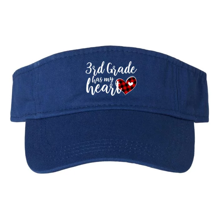 Red Plaid 3rd Third Grade Has My Heart Teacher Valentines Gift Valucap Bio-Washed Visor