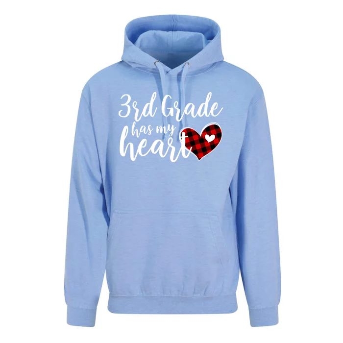 Red Plaid 3rd Third Grade Has My Heart Teacher Valentines Gift Unisex Surf Hoodie