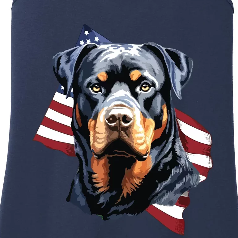 Rottweiler Patriotic 4th Of July Dog Lover American USA Ladies Essential Tank