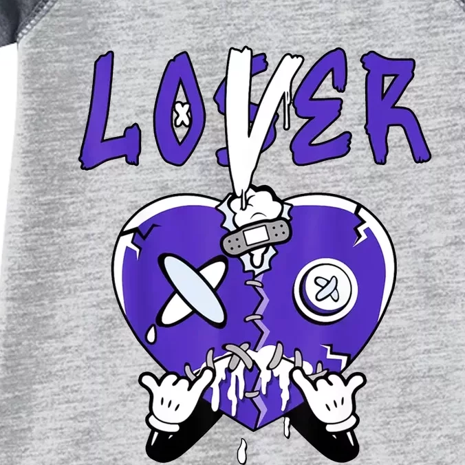 Racer Purple 5S To Match Loser Lover Heart 5 Racer Purple Infant Baby Jersey Bodysuit