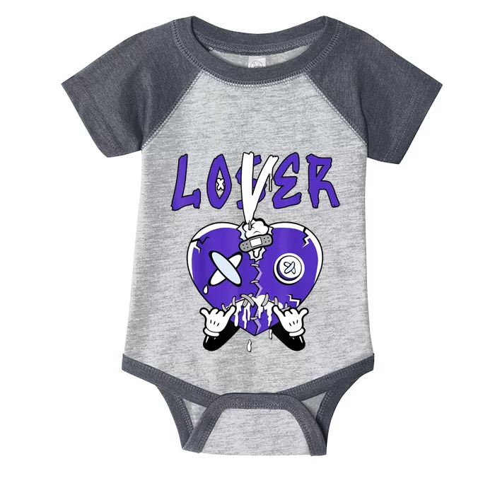 Racer Purple 5S To Match Loser Lover Heart 5 Racer Purple Infant Baby Jersey Bodysuit