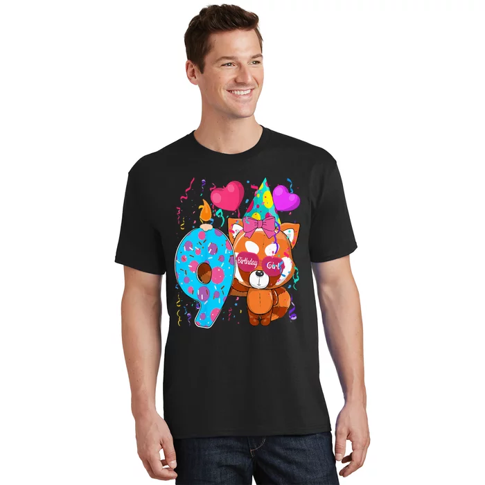 Red Panda 9th Birthday Im 9 Years Old Birthday T-Shirt