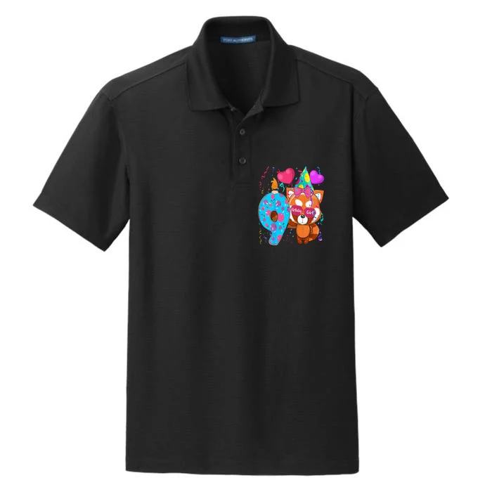 Red Panda 9th Birthday Im 9 Years Old Birthday Dry Zone Grid Performance Polo