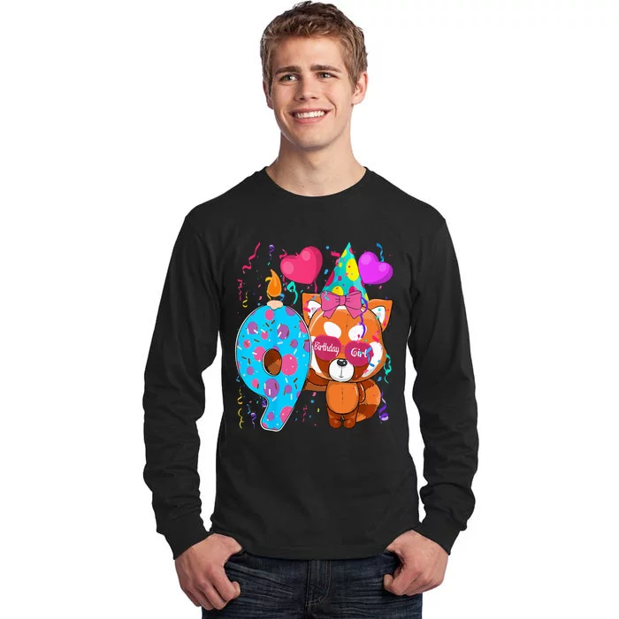 Red Panda 9th Birthday Im 9 Years Old Birthday Tall Long Sleeve T-Shirt