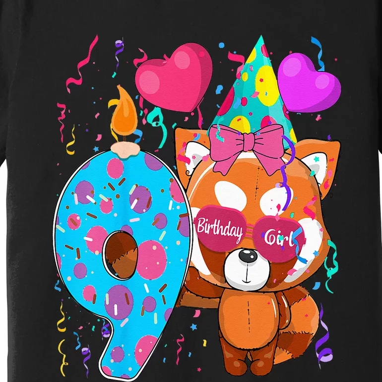 Red Panda 9th Birthday Im 9 Years Old Birthday Premium T-Shirt