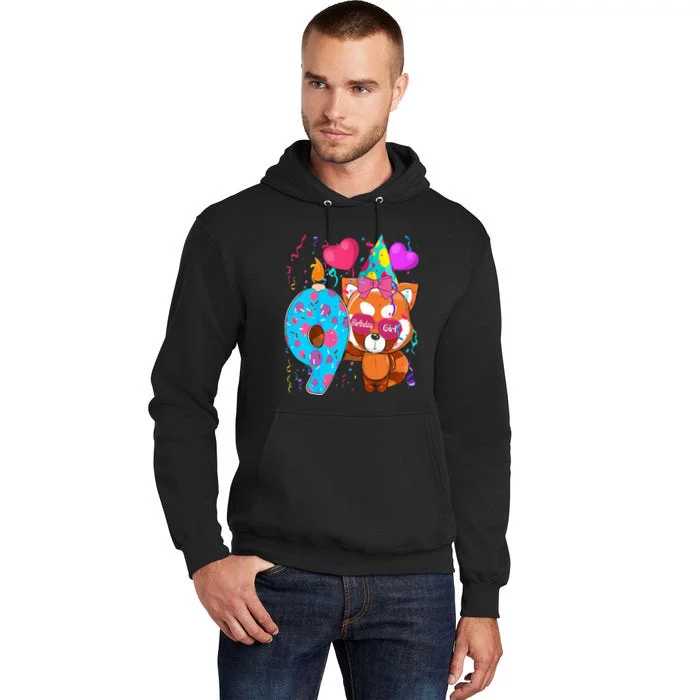 Red Panda 9th Birthday Im 9 Years Old Birthday Tall Hoodie