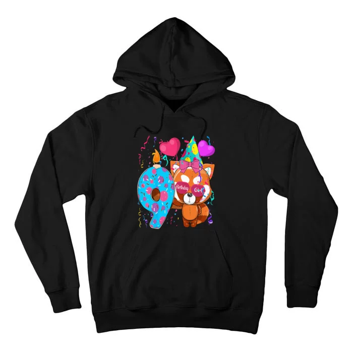 Red Panda 9th Birthday Im 9 Years Old Birthday Tall Hoodie