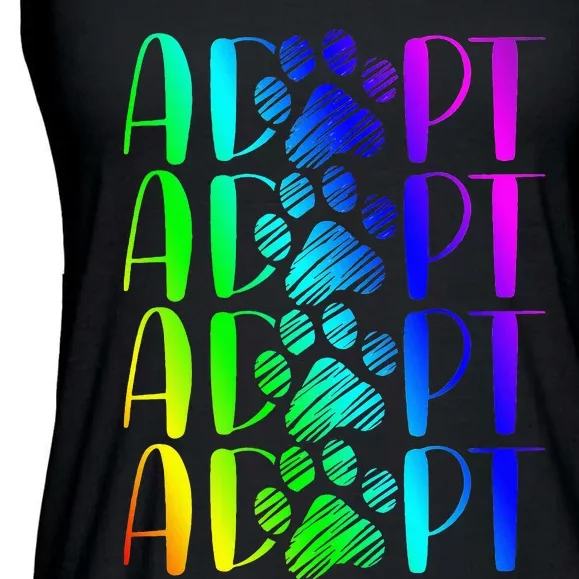 Rainbow Pet Adoption Graphic Dog Adopt Rescue Ladies Essential Flowy Tank