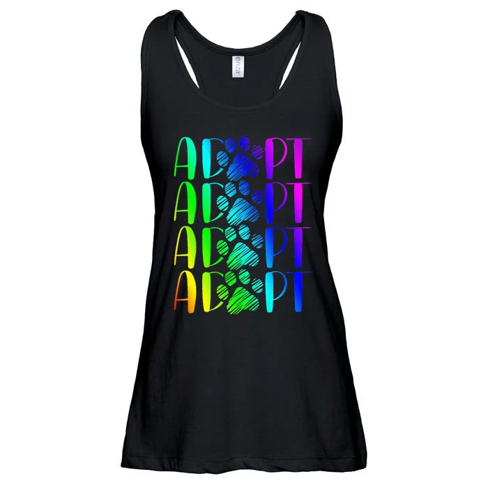 Rainbow Pet Adoption Graphic Dog Adopt Rescue Ladies Essential Flowy Tank