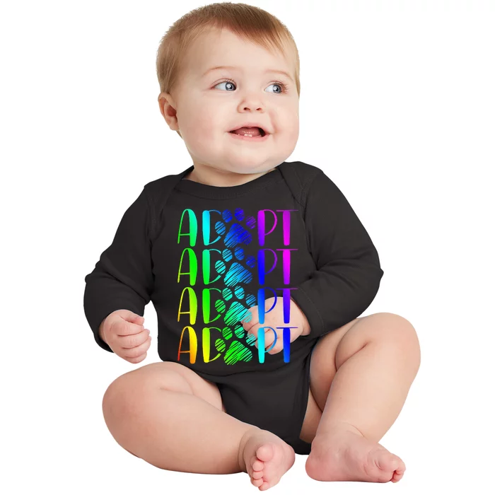 Rainbow Pet Adoption Graphic Dog Adopt Rescue Baby Long Sleeve Bodysuit