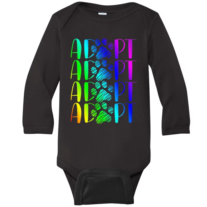 Rainbow Pet Adoption Graphic Dog Adopt Rescue Baby Long Sleeve Bodysuit