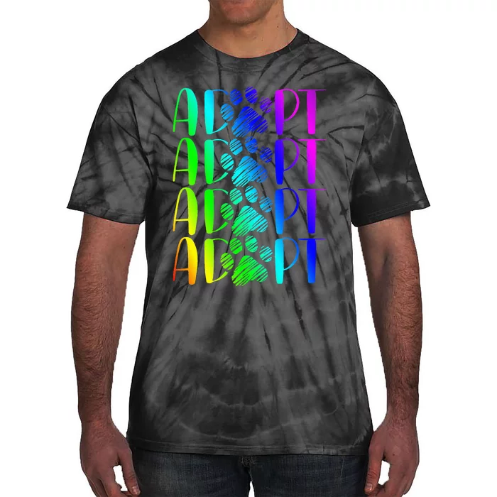 Rainbow Pet Adoption Graphic Dog Adopt Rescue Tie-Dye T-Shirt