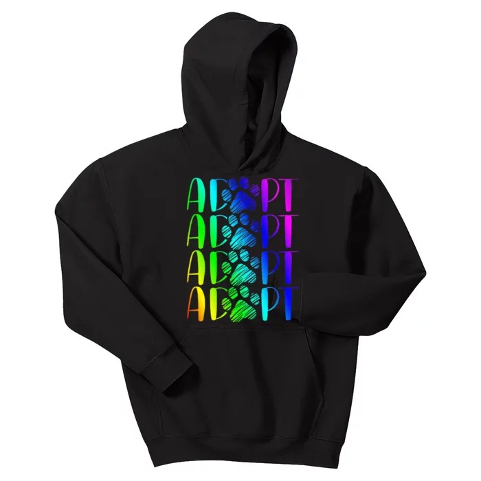 Rainbow Pet Adoption Graphic Dog Adopt Rescue Kids Hoodie