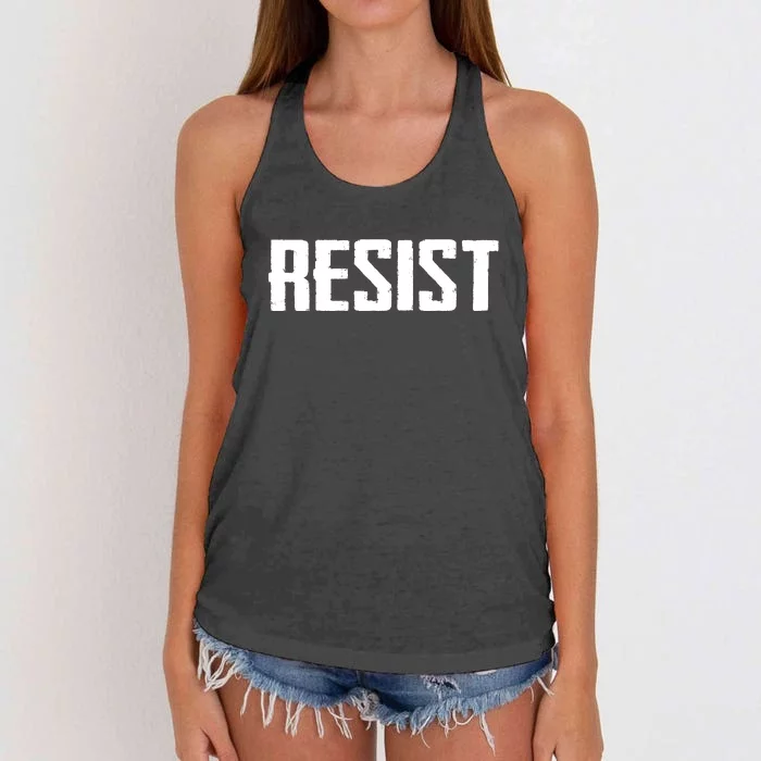 Resist Political Anti Authority Protest Rebel Rally March Women's Knotted Racerback Tank