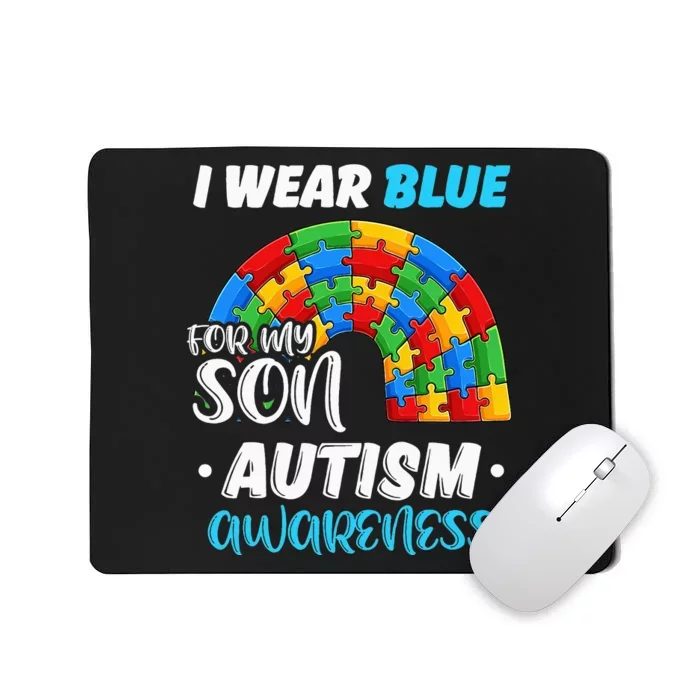 rainbow puzzle Autism I Wear Blue For Son Autism Awareness Mousepad