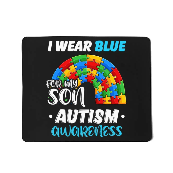 rainbow puzzle Autism I Wear Blue For Son Autism Awareness Mousepad