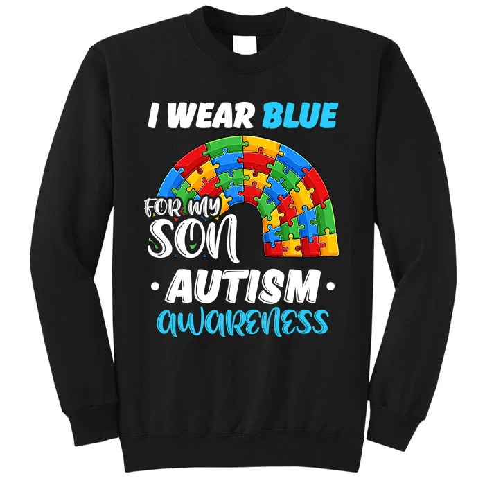 Rainbow Puzzle Autism I Wear Blue For Son Autism Awareness Sweatshirt