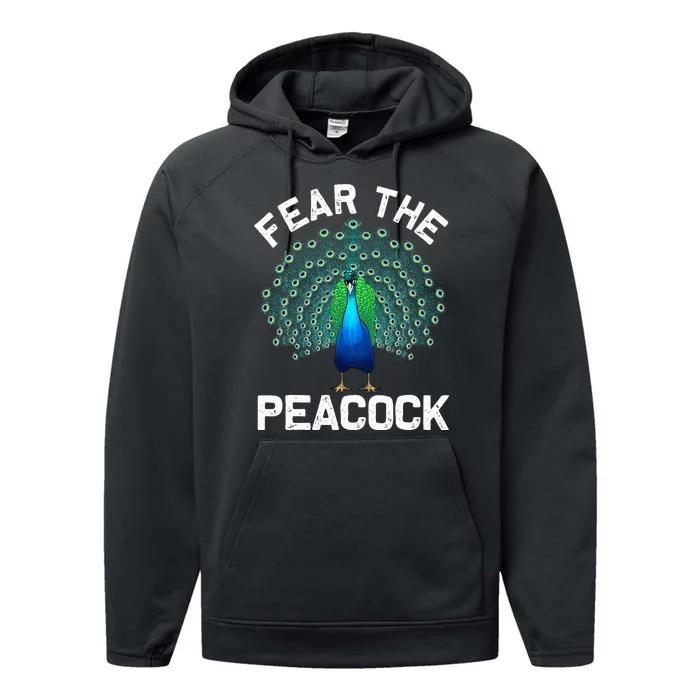 retro Peacock Art For  Colorful Peacock Bird Lover Performance Fleece Hoodie