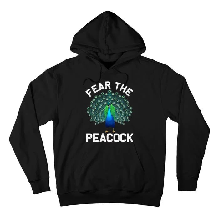 retro Peacock Art For  Colorful Peacock Bird Lover Tall Hoodie