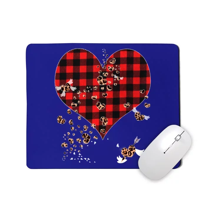 Red Plaid And Leopard Hearts Great Gift Cute Valentines Day Gift Mousepad