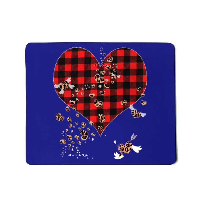 Red Plaid And Leopard Hearts Great Gift Cute Valentines Day Gift Mousepad