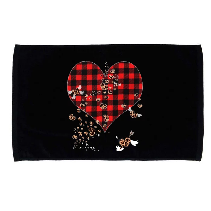 Red Plaid And Leopard Hearts Gift Cute Valentines Day Gift Microfiber Hand Towel