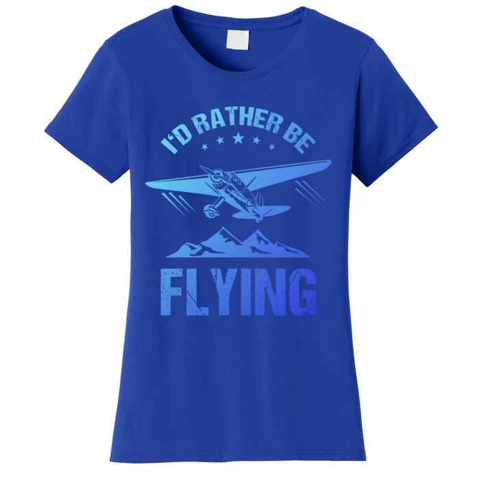 Retro Pilot Aviation ID Rather Be Flying Plane Gift Pilot Gift Women's T-Shirt