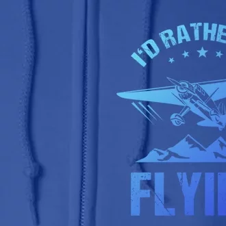 Retro Pilot Aviation ID Rather Be Flying Plane Gift Pilot Gift Full Zip Hoodie