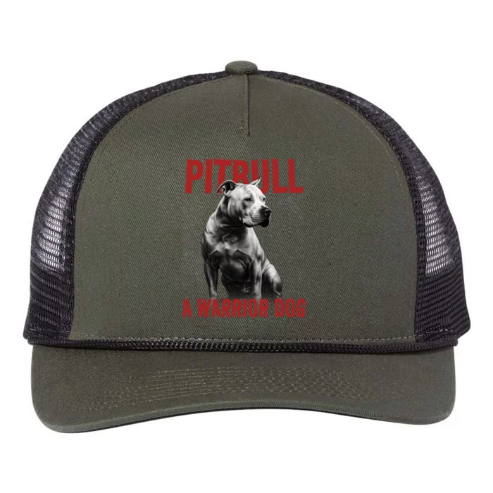 Realistic Pitbull A Warrior Dog Retro Rope Trucker Hat Cap