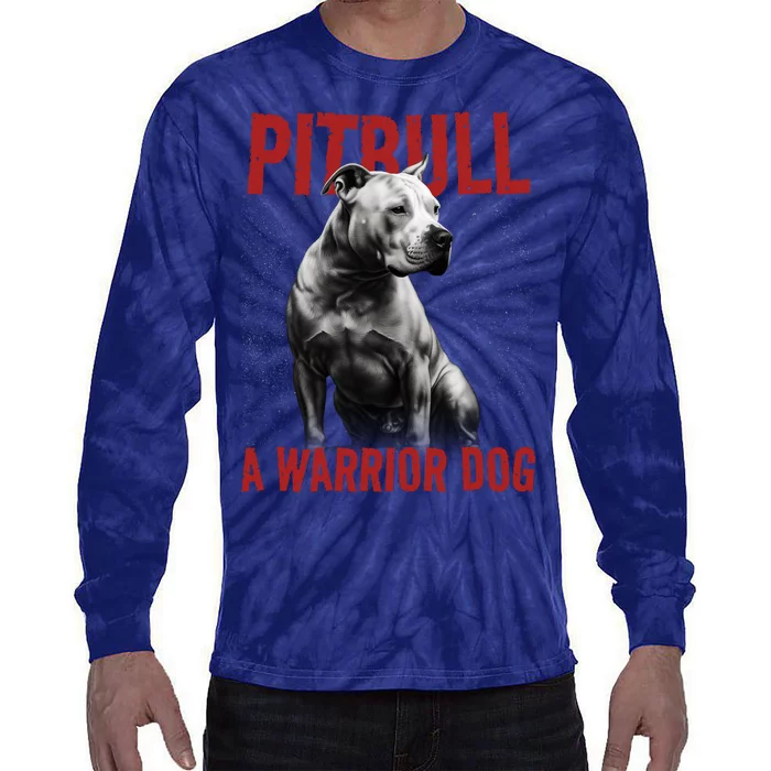 Realistic Pitbull A Warrior Dog Tie-Dye Long Sleeve Shirt