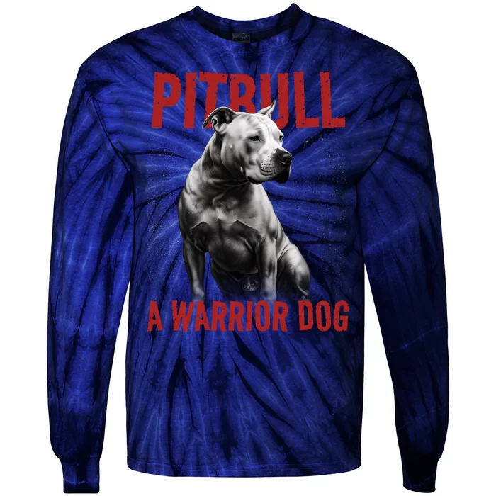 Realistic Pitbull A Warrior Dog Tie-Dye Long Sleeve Shirt