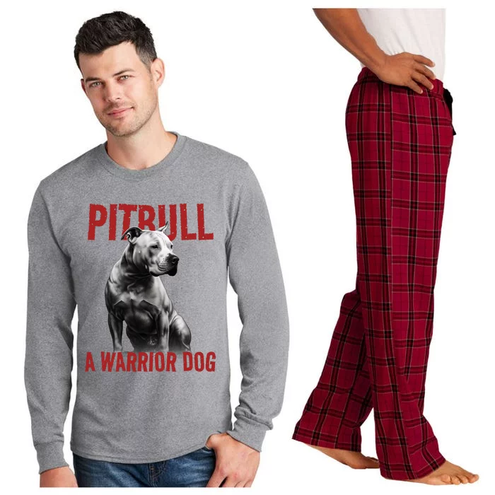 Realistic Pitbull A Warrior Dog Long Sleeve Pajama Set