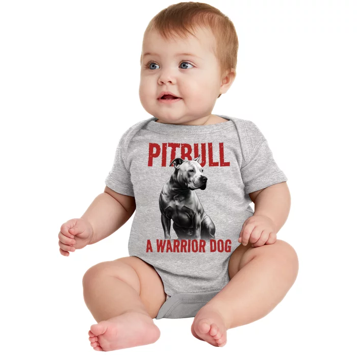 Realistic Pitbull A Warrior Dog Baby Bodysuit