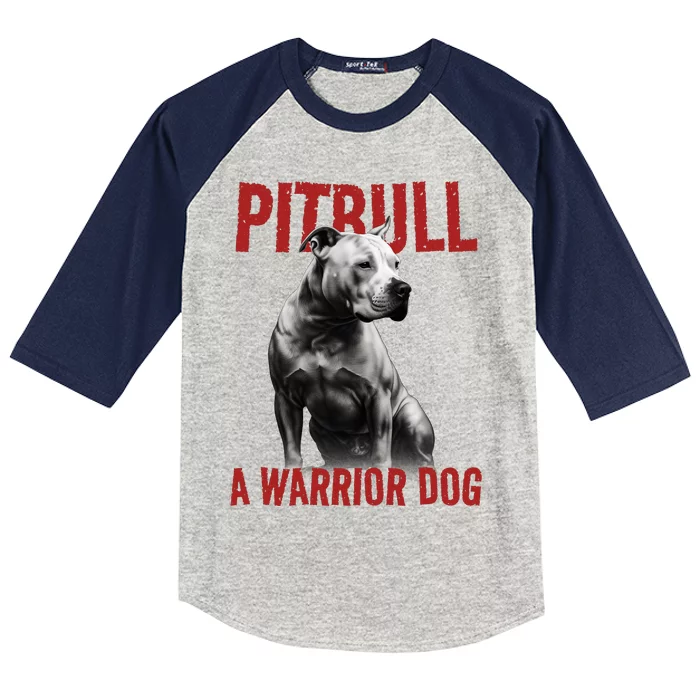 Realistic Pitbull A Warrior Dog Kids Colorblock Raglan Jersey