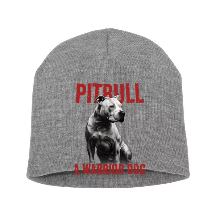 Realistic Pitbull A Warrior Dog Short Acrylic Beanie