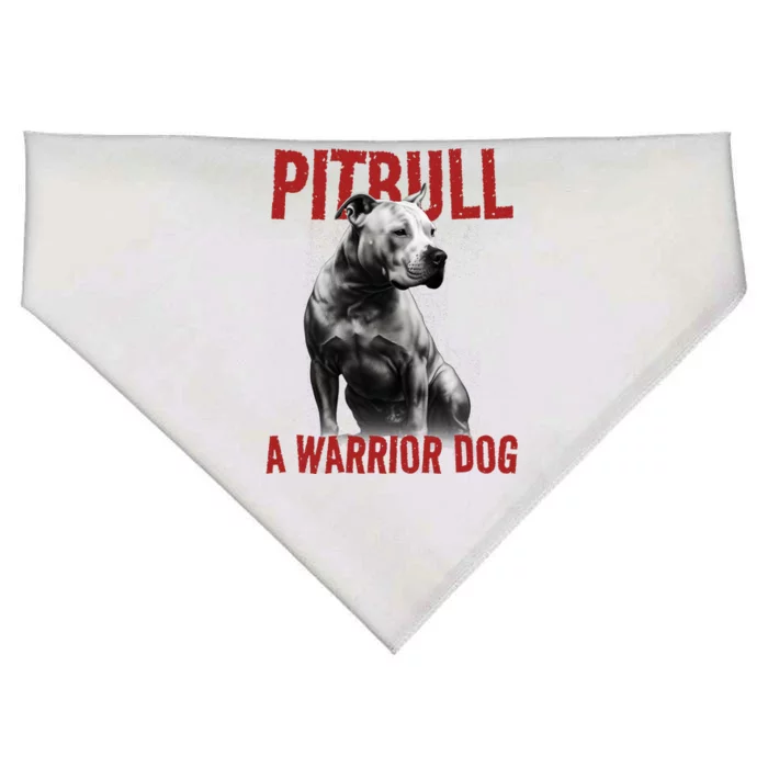 Realistic Pitbull A Warrior Dog USA-Made Doggie Bandana