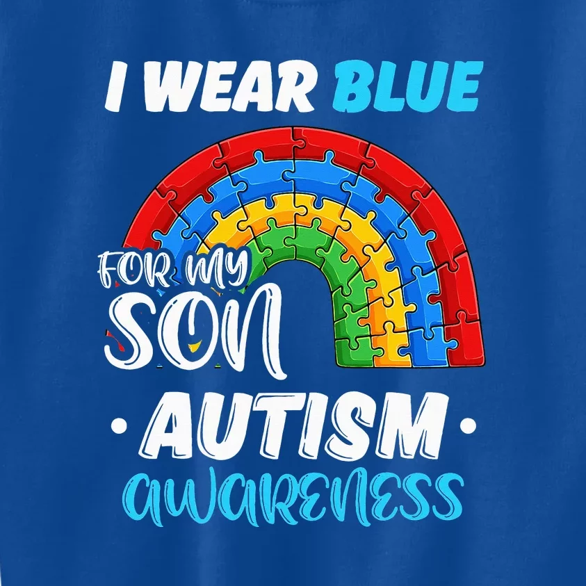 Rainbow Puzzle Autism I Wear Blue For Son Kids Sweatshirt