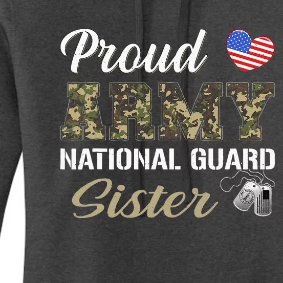 Retro Proud Army National Guard Sister Military Pride Outfit Women's Pullover Hoodie