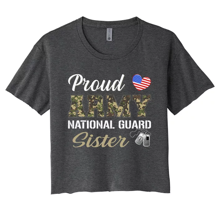 Retro Proud Army National Guard Sister Military Pride Outfit Women's Crop Top Tee