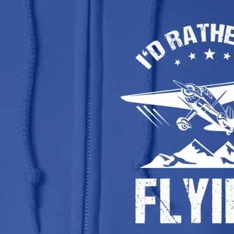 Retro Pilot Aviation ID Rather Be Flying Plane Gift Pilot Gift Full Zip Hoodie