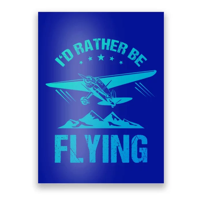 Retro Pilot Aviation ID Rather Be Flying Plane Gift Pilot Gift Poster